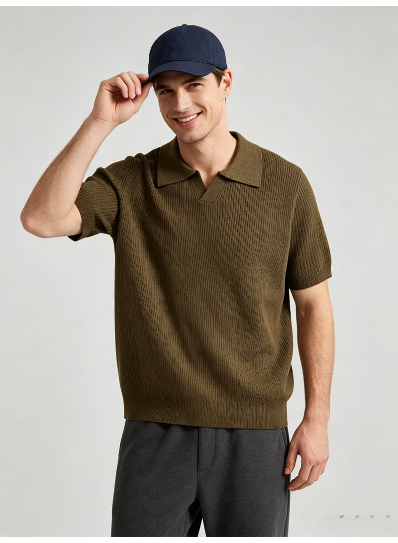 زارا Zara men's vertical knit short-sleeved Polo shirt - Image 5