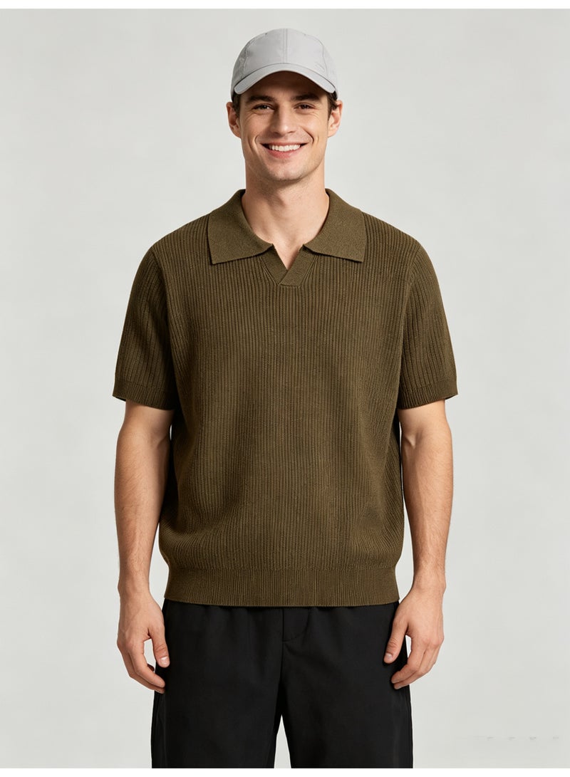 زارا Zara men's vertical knit short-sleeved Polo shirt - Image 1