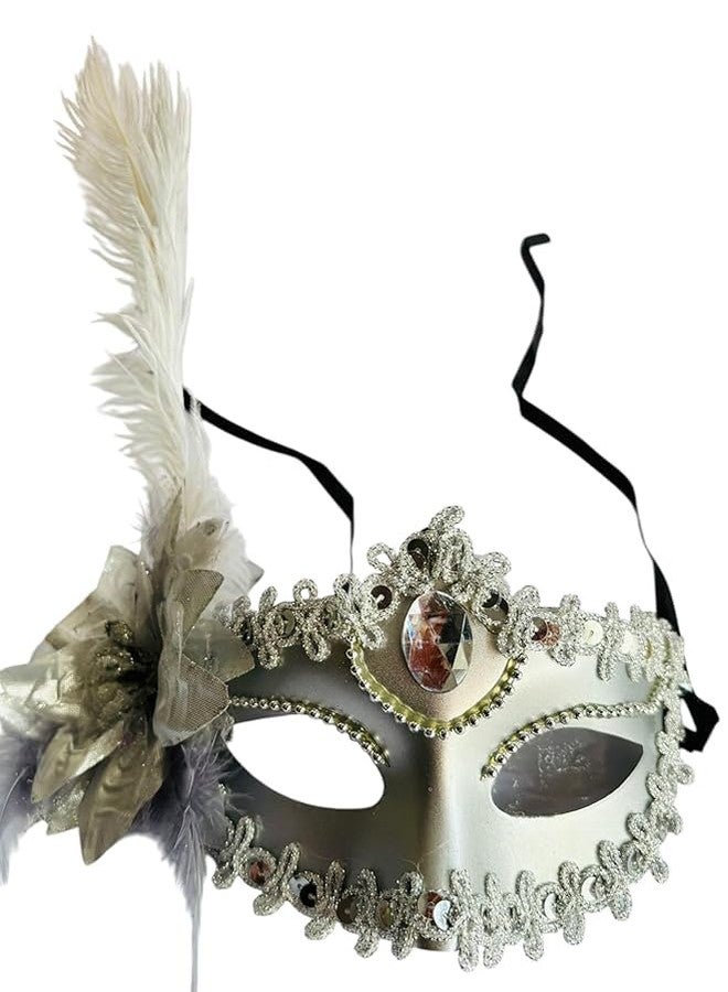 PartyToko Purple and Pink Feather Masquerade Mask Eyemask Halloween Cosplay Party Eyemask for Women Men Couple- 1pcs - Image 1