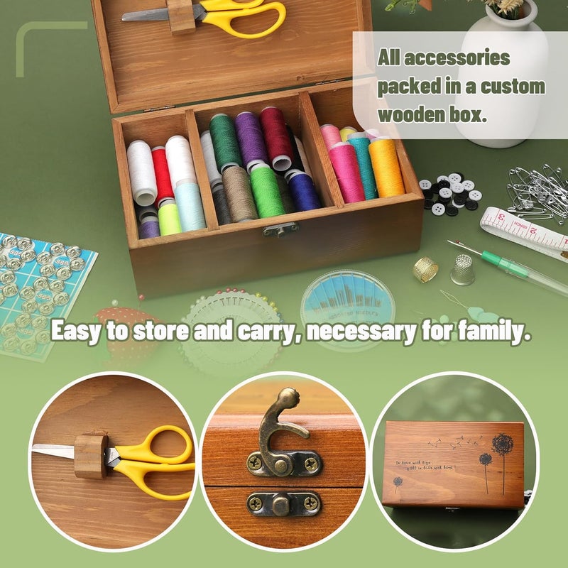 Axmru Basic Sewing Kit 180 Pcs Sewing Accessories and Supplies Sewing Repair Kits Hand Sewing Kit with Needle Thimble Pin Cushion Button for Travel, Camping, Home DIY - Image 4