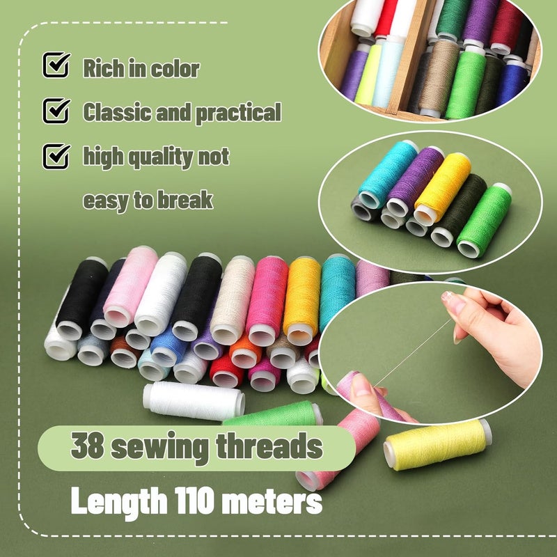Axmru Basic Sewing Kit 180 Pcs Sewing Accessories and Supplies Sewing Repair Kits Hand Sewing Kit with Needle Thimble Pin Cushion Button for Travel, Camping, Home DIY - Image 5
