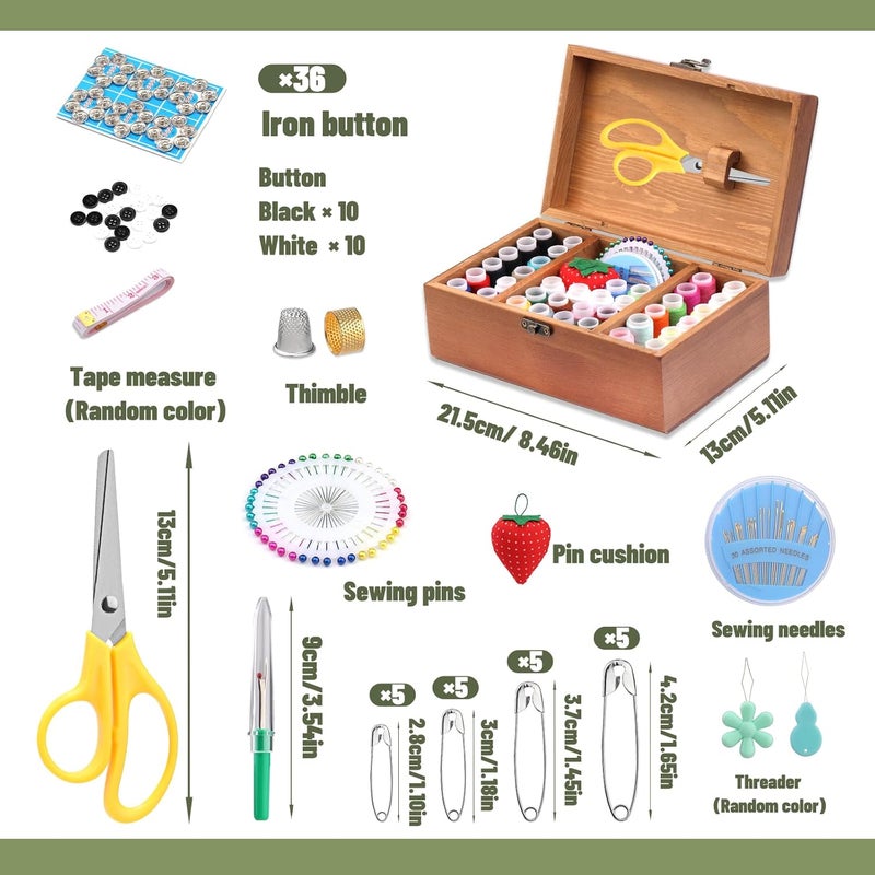 Axmru Basic Sewing Kit 180 Pcs Sewing Accessories and Supplies Sewing Repair Kits Hand Sewing Kit with Needle Thimble Pin Cushion Button for Travel, Camping, Home DIY - Image 2
