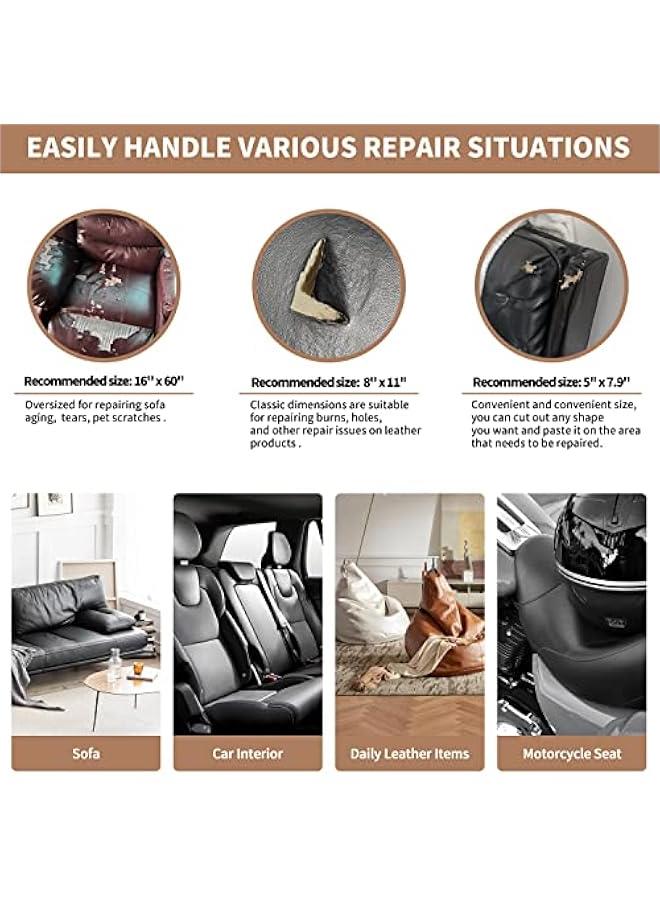 Generic Leather Rectangular Repair Patch，Self-Adhesive Couch Patch，Multicolor Available Scratch Leather 8X11 Inch Peel and Stick for Sofas, Car Seats Hand Bags Jackets(Black 2.0)  - Image 5