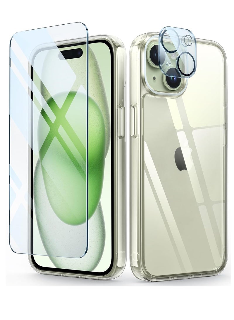 ELTRAZONE for iPhone 15 Phone Case: Defender Clear Case for iPhone 15 with Camera Lens Protector Drop Protection Anti Yellowing Shockproof Cell Phone Cover iPhone 15 Case 6.1 Inch - Clear - Image 1