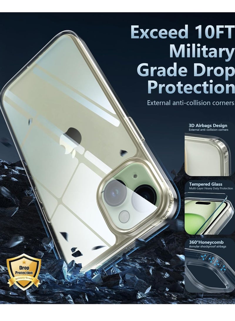 ELTRAZONE for iPhone 15 Phone Case: Defender Clear Case for iPhone 15 with Camera Lens Protector Drop Protection Anti Yellowing Shockproof Cell Phone Cover iPhone 15 Case 6.1 Inch - Clear - Image 4