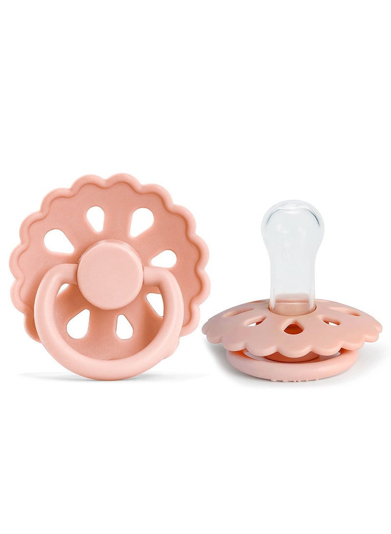 Silicone Pacifier, Flower-Shaped Baby Pacifier, Size S For Babies 0-6 Months (Pink) - Image 1