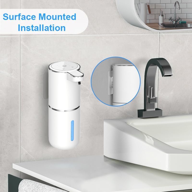 Sylfu Automatic Liquid Soap Dispenser Bathroom Kitchen Dish Liquid Body Shampoo Shower Gel Hand Free Liquid Wall Mount Touchless Soap Dispenser 400ml Auto Liquid Soap Dispenser - Image 5