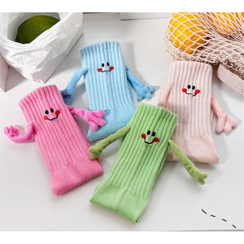 Honganda Funny Kids Baby Girl Boy Holding Hands Socks, Silly Smile Crazy Socks Novelty Gift for Toddlers 1-9Years (US, Age, 3 Years, 5 Years, Pink) - Image 5