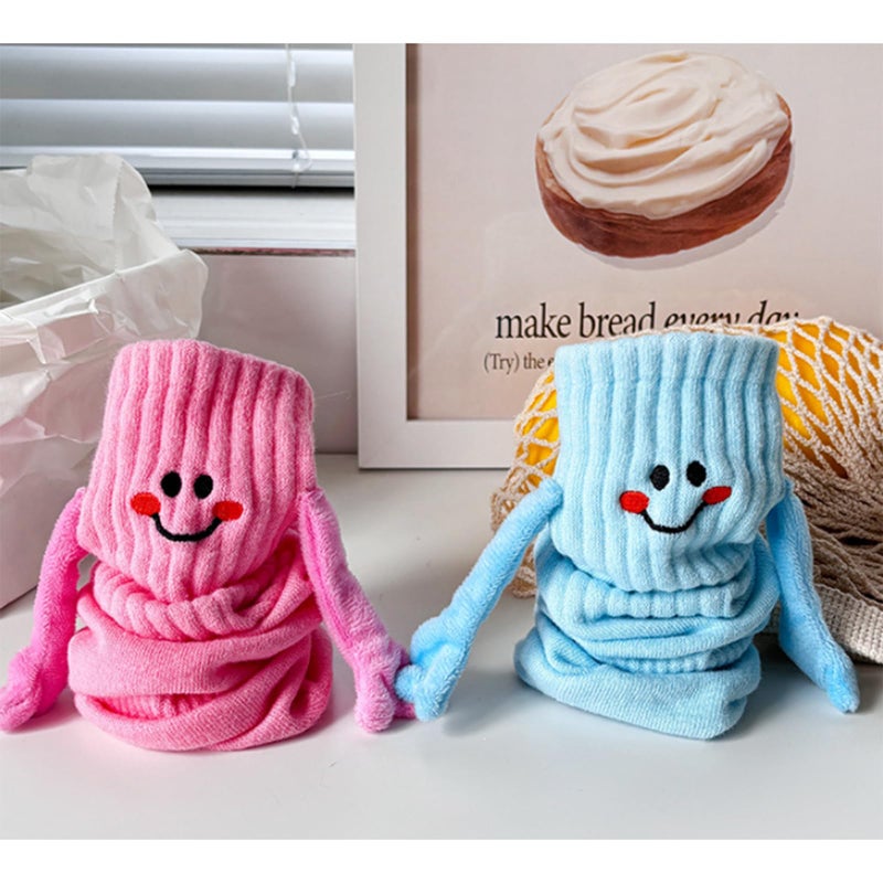 Honganda Funny Kids Baby Girl Boy Holding Hands Socks, Silly Smile Crazy Socks Novelty Gift for Toddlers 1-9Years (US, Age, 3 Years, 5 Years, Pink) - Image 4