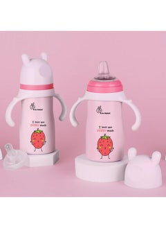 أر فور رابيت كوب R for Rabbit Steebo Fusion الفاخر المصنوع من الفولاذ المقاوم للصدأ للأطفال، مقاوم للتسرب والانسكاب وخالي من مادة BPA، مزود بقشة من السيليكون الناعم للشرب للأطفال الذكور والإناث من عمر 6 أشهر فما فوق (270 مل، وردي)  - Image 1