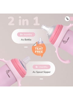 أر فور رابيت كوب R for Rabbit Steebo Fusion الفاخر المصنوع من الفولاذ المقاوم للصدأ للأطفال، مقاوم للتسرب والانسكاب وخالي من مادة BPA، مزود بقشة من السيليكون الناعم للشرب للأطفال الذكور والإناث من عمر 6 أشهر فما فوق (270 مل، وردي)  - Image 3