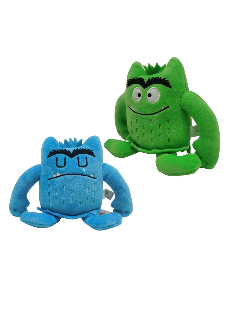2 pieceThe Color Monster Plush Doll Monster Color Emotion Plushie Stuffed Toy, blue and green - Image 1
