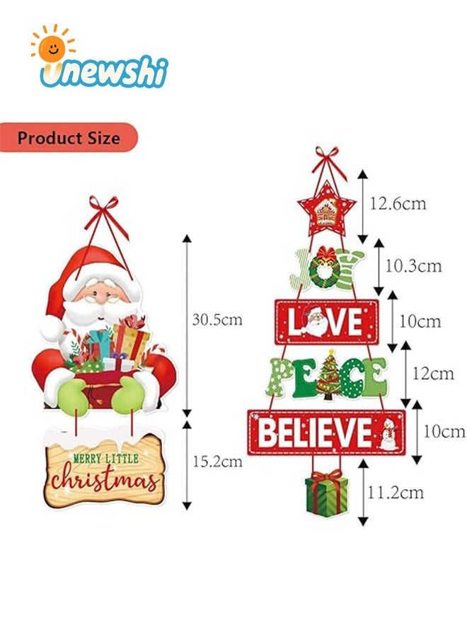 أخبار لافتة معلقة لزينة عيد الميلاد مكونة من قطعتين، لافتة باب عيد الميلاد، لافتة باب شجرة عيد الميلاد المجيد، شماعات ديكور حائط على شكل غرينشماس المجيد، لافتة باب المنزل لعطلة عيد الميلاد لتزيين حائط الباب الأمامي - Image 2