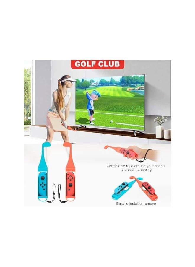 PROMASS 18 in 1 Switch Sport Games Accessories Bundle for Nintendo Switch Games, Family Bundle Accessory Kit with Tennis Racket Controller Grips Racing Wheel Bandage Golf Club Wheels Drum Stick Fishing Rod  - Image 3