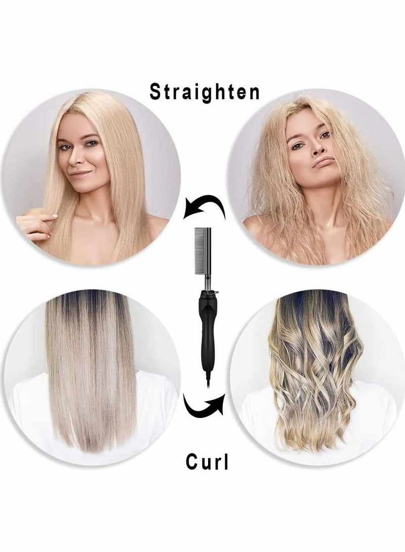 شو وو Electric Hair Straightening Brush, Curly Quick Heated Comb for Woman and Man - Image 2