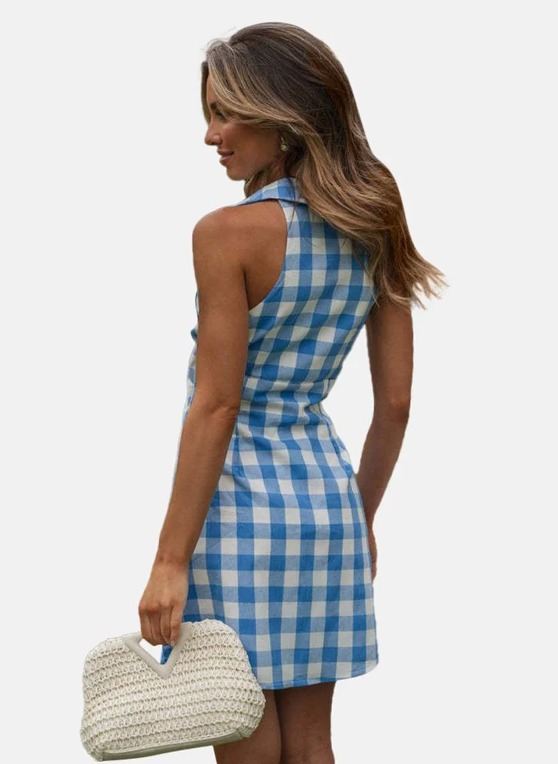 YUNIQEE Gingham Tie-Front Dress