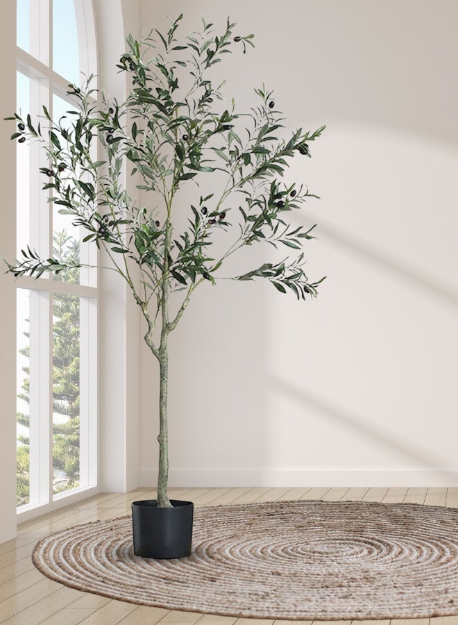 Elegant Artificial Olive Tree with Realistic Leaves & Black Fruits | Low-Maintenance Mediterranean Decor for Home, Office & Indoor Spaces - Image 2