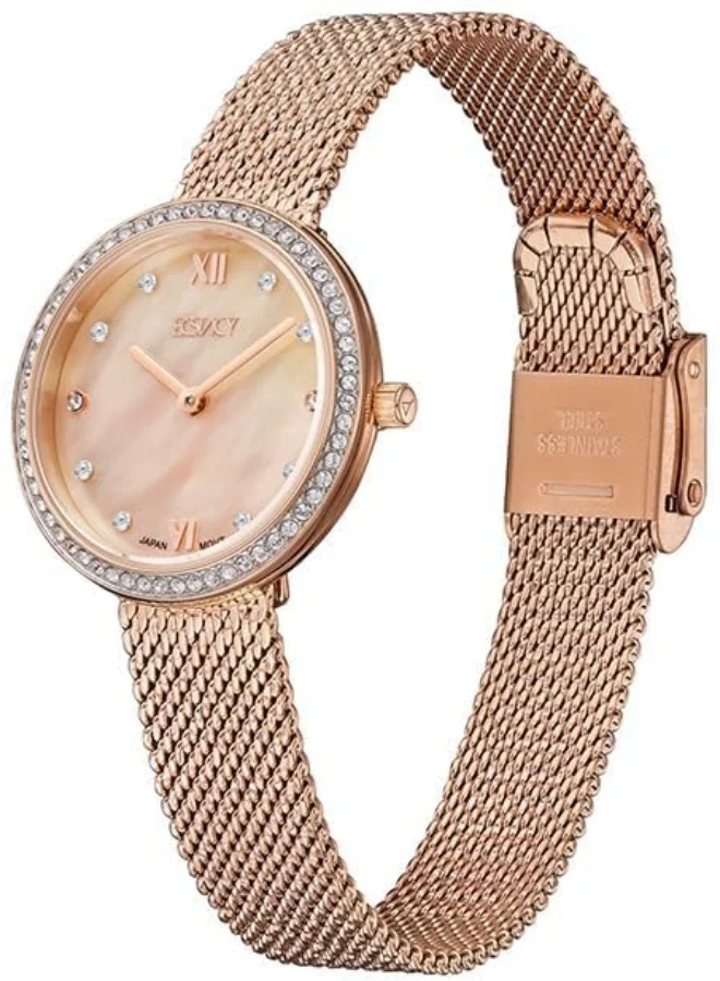 إكستاسي ECSTACY Women's Analog Beige Dial Watch - E20506-RMKMK