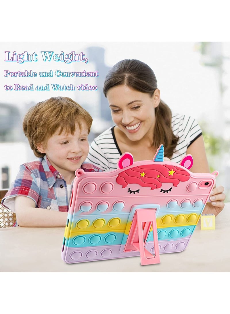 iPad 10th Generation Case 2022 with Kickstand Shoulder Straps Keychain Fidget Bubble Case for Girls Kids Cute Rainbow Cover for iPad 10th Gen 10.9 inch 2022  - Image 5