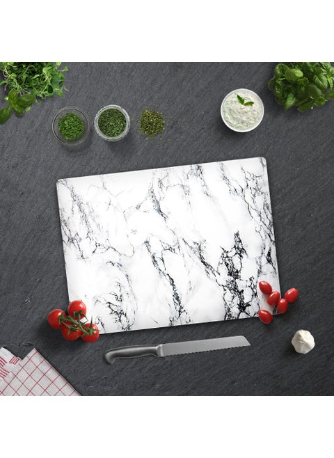 White Marble Look | Glass Cutting Board Glass Cutting Table | 30cmx40cm