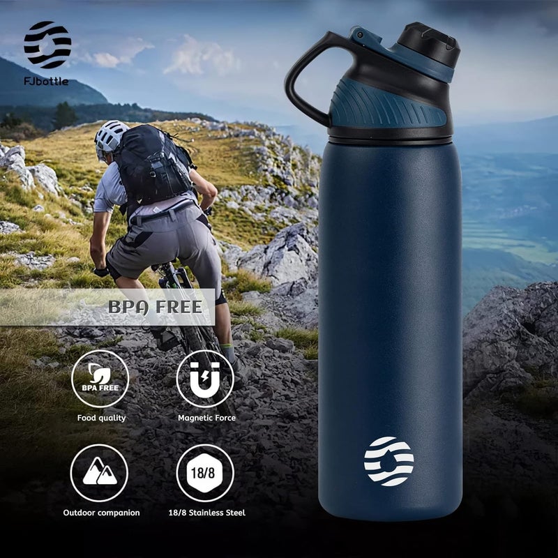 FjBottle زجاجة مياه Fjbottle من الفولاذ المقاوم للصدأ بسعة 600 مل/800 مل/1 لتر مع غطاء مغناطيسي، زجاجة مياه معزولة خالية من مادة BPA للعمل والسفر - Image 5