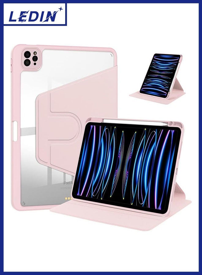 LEDIN Rotating Case for iPad Pro 12.9-Inch (2022), with Pencil Holder,360 Degree Rotation Protective Stand Slim Cover Clear Back, Auto Wake/Sleep (iPad Pro 12.9) - Image 1