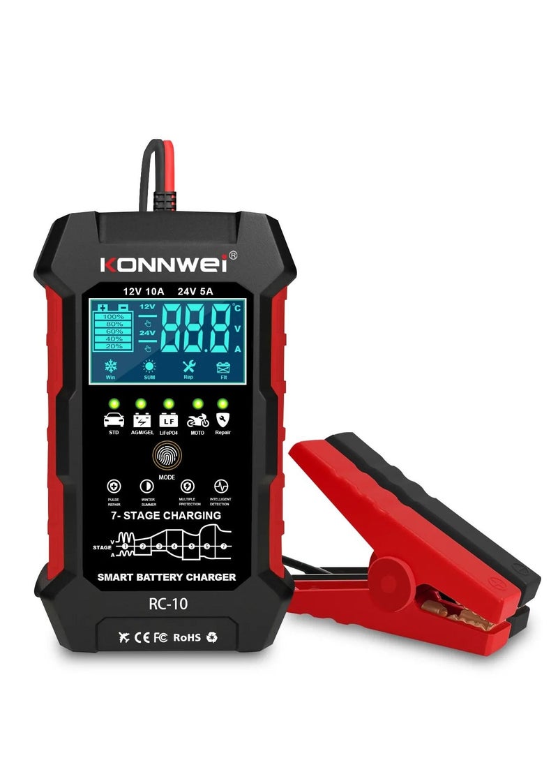 Konnwei KONNWEI RC-10 12-24V/5-10A Smart Car/Moto 3in1 Battery Pulse Repair Charger Tool  - Image 1