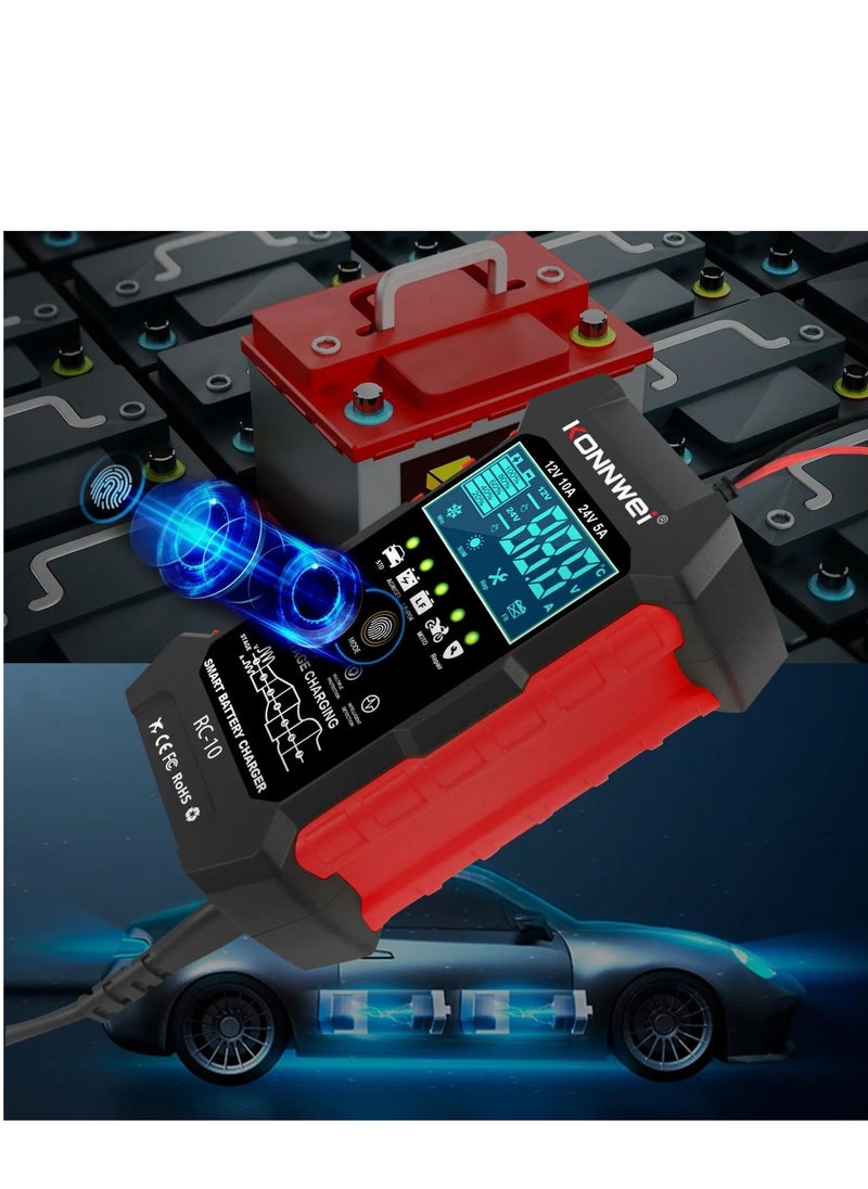 Konnwei KONNWEI RC-10 12-24V/5-10A Smart Car/Moto 3in1 Battery Pulse Repair Charger Tool  - Image 4