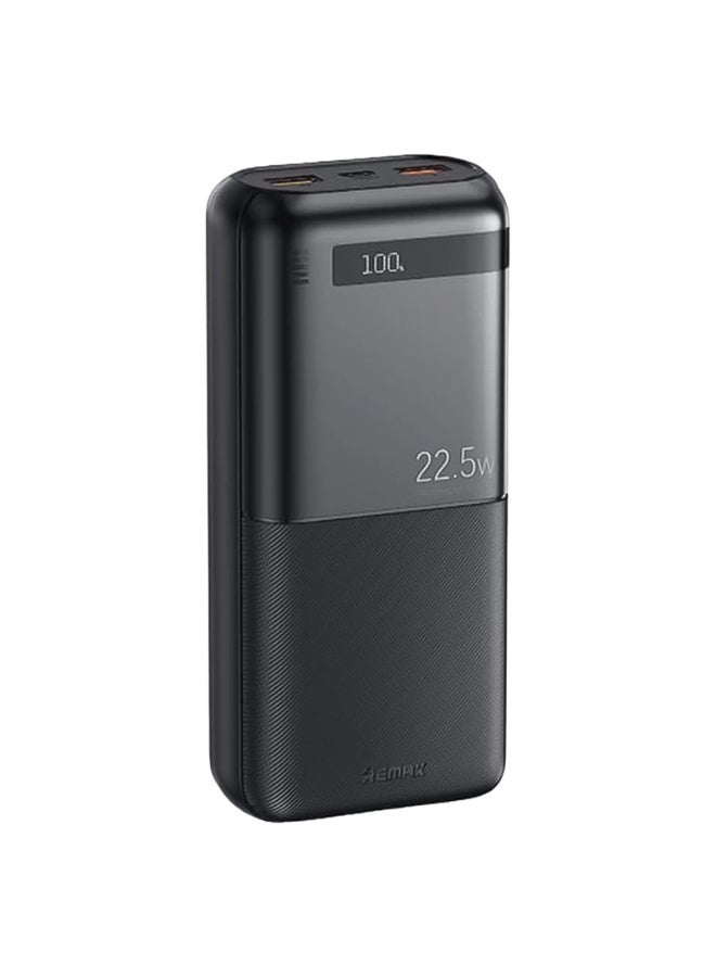 ريماكس باور بانك RPP-72 من سلسلة بايلوتير، سعة 20000 مللي أمبير/ساعة، باور بانك مع شحن سريع 22.5 وات + 20 وات بتقنية PD، ومنفذي USB وType-C، ومدخل/مخرج ثنائي الاتجاه، وحماية الشريحة الذكية، وتصميم صغير الحجم - أسود - Image 1