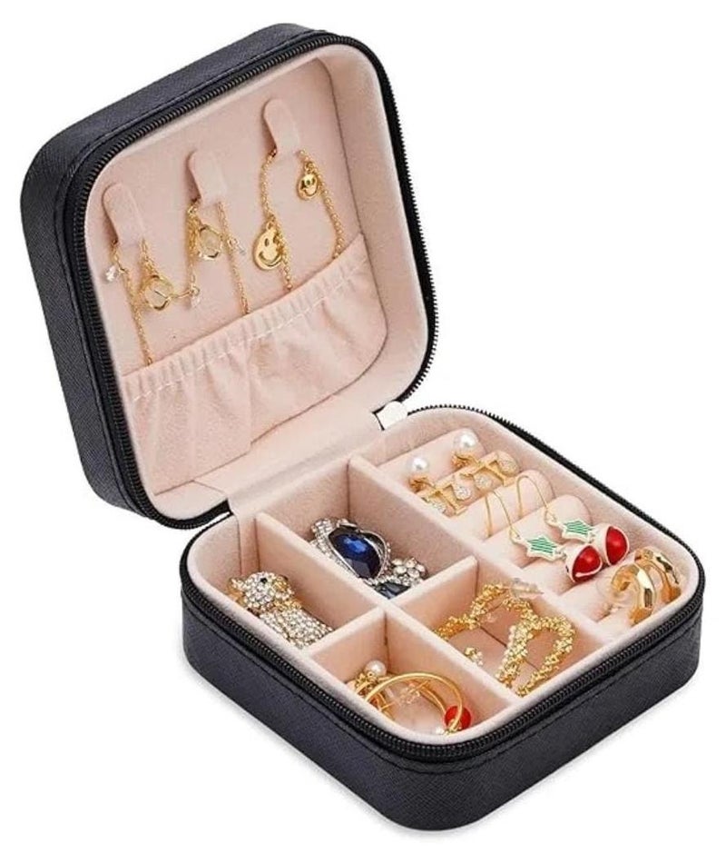 Practical, stylish black accessory organizer with multiple pockets for hanging jewelry and accessories - Image 1