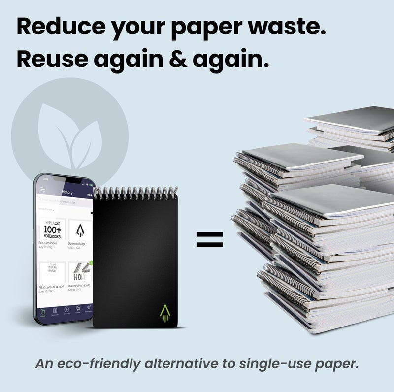 Rocketbook Smart Reusable Notebook, Mini Spiral Notebook, Infinity Black, (3.5" x 5.5") - Image 5