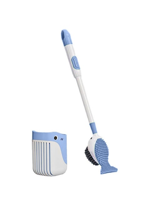 Toilet Scrubber, Toilet Brush Set for Bathroom with Holder Without Dead Angle, Wall Mounted Cleaning Brush, Heavy Duty Toilet Brush (Blue)