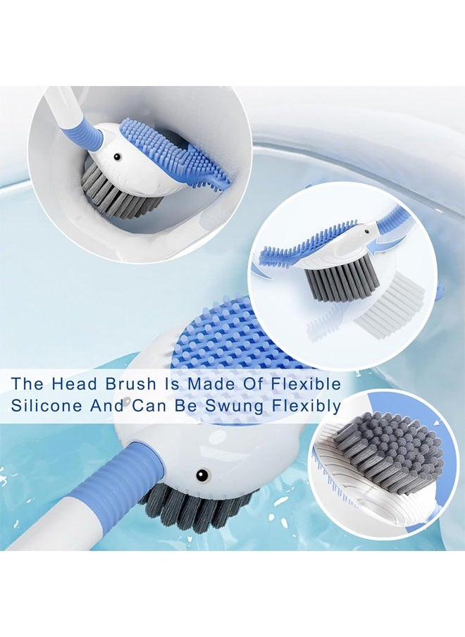 Toilet Scrubber, Toilet Brush Set for Bathroom with Holder Without Dead Angle, Wall Mounted Cleaning Brush, Heavy Duty Toilet Brush (Blue)