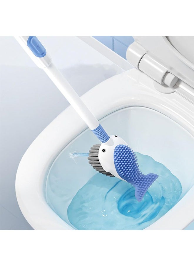 Toilet Scrubber, Toilet Brush Set for Bathroom with Holder Without Dead Angle, Wall Mounted Cleaning Brush, Heavy Duty Toilet Brush (Blue)