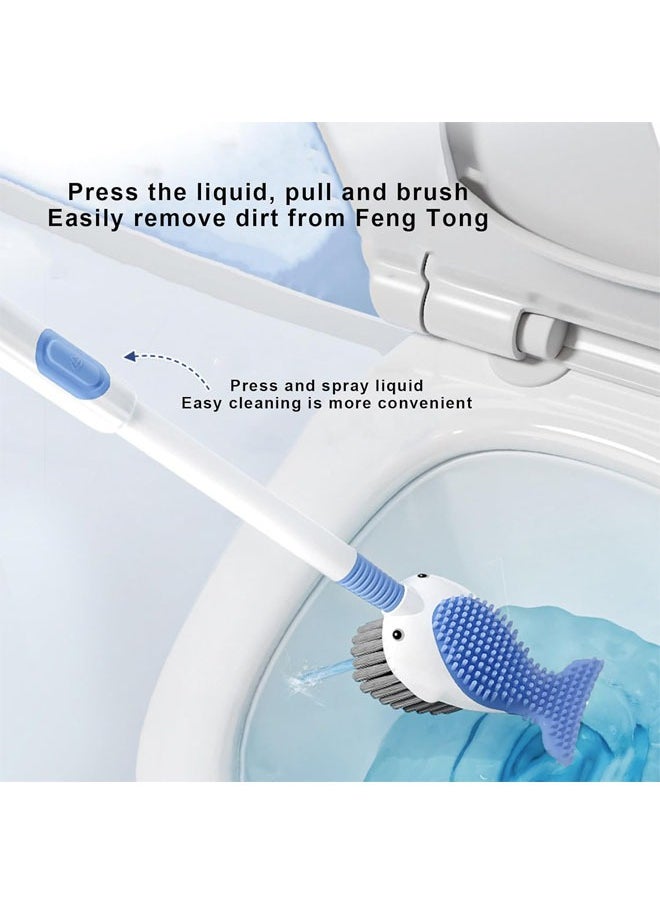 Toilet Scrubber, Toilet Brush Set for Bathroom with Holder Without Dead Angle, Wall Mounted Cleaning Brush, Heavy Duty Toilet Brush (Blue)