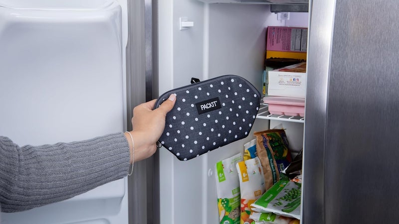 Pac-Kit Freezable Snack Bag, Polka Dots, Built with EcoFreeze Technology, Foldable, Reusable, Zip Closure Locks in Cool Dry Air, and Fresh Snacks On the Go - Image 3