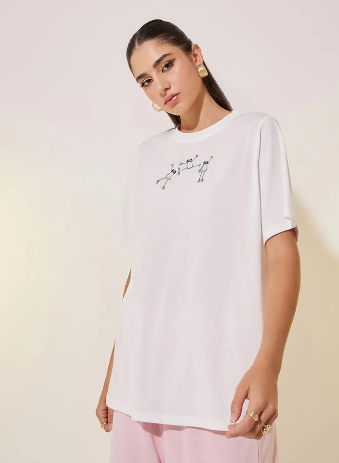 Take Two Graphic Printed Round Neck T-shirt