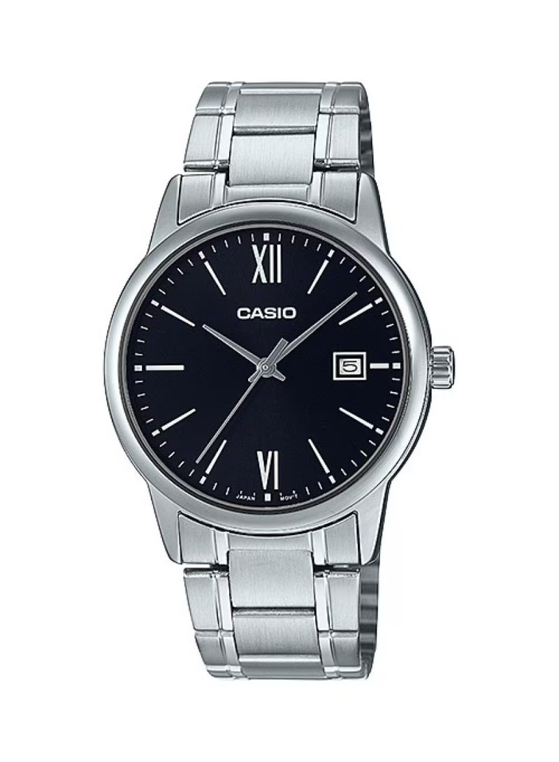 Casio MTP-V002D-1B3 Men's Standard Analog Stainless Steel Date Roman Black Dial Watch
