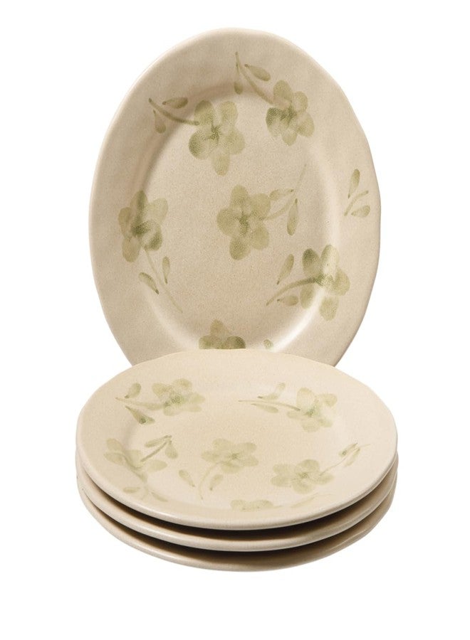 Bloomhouse - 2 Time Oprah's Favorite Things - Made in Portugal Hand Painted 8.6 Inch Salad Plates Set of 4 - Porto Petals Floral Dessert Dish Set - Green Orchid - Image 1