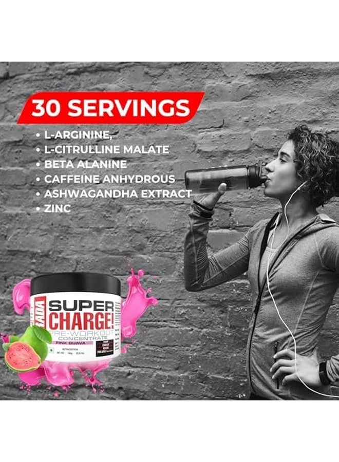 LABRADA Super Charge Pre-Workout Concentrate 150G, Pink Guava (30 Servings|0.75G L-Arginine|375Mg L-Citrulline Malate|2G Beta Alanine|150Mg Caffeine Anhydrous|250Mg Ashwagandha Extract), Powder - Image 4