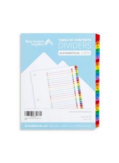 Blue Summit Supplies Alphabet Binder Tab Dividers For 3 Ring Binder Or Notebook, A To Z Dividers With Multicolor Alphabetical Tabs, Includes Customizable Table Of Contents Index, 3 Sets  - Image 1
