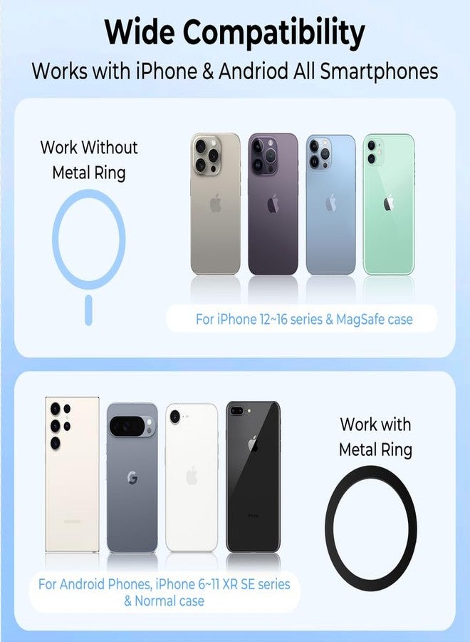 Aerbeis حامل هاتف مغناطيسي مربع للتركيب على MagSafe iPhone مع مغناطيس مزدوج الجوانب، حامل حلقة هاتف قابل للإزالة، حامل سيارة DEST لهاتف iPhone 17/16/15/14/13/12/ سلسلة MagSafe لجميع الهواتف - Image 4