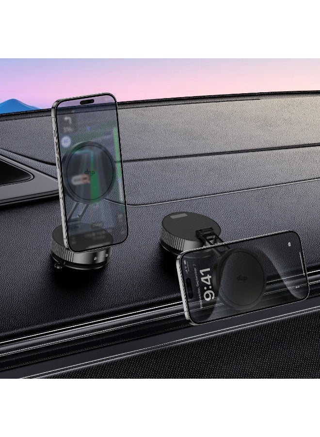 DRIP 🧲🚗 Rotatable Foldable Magnetic Phone Mount Vacuum Suction Holder Black for iPhone Android - Image 4