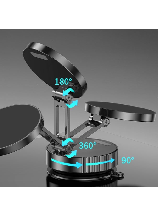 DRIP 🧲🚗 Rotatable Foldable Magnetic Phone Mount Vacuum Suction Holder Black for iPhone Android - Image 2
