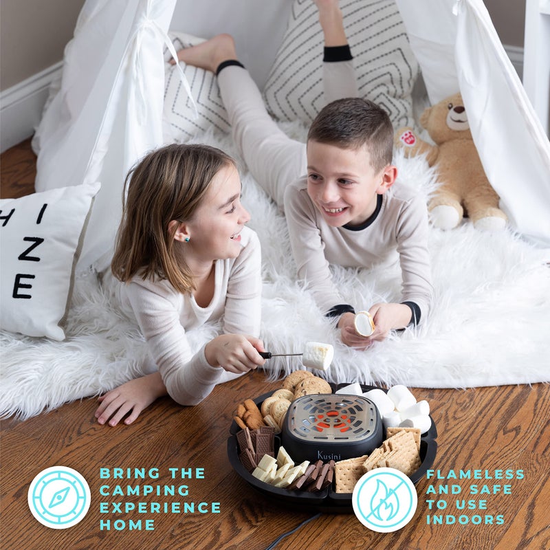 Kusini Smores Maker Tabletop Indoor - Flameless Electric Marshmallow Roaster â€“ 4 Detachable Trays & 4 Roasting Forks â€“ Gift Set & Date Night Idea. Movie Night Supplies & Housewarming Gift - Image 3