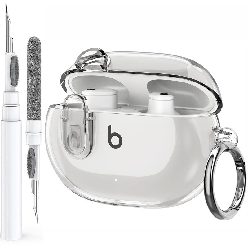 Olytop for Beats Studio Buds/Buds + Clear Case with Lock 2021/2023, Soft Transparent TPU Protective Cover Skin with Cleaner Kit&Keychain Women Men for Beat Studio Buds/Buds Plus Earbuds - Clear - Image 1