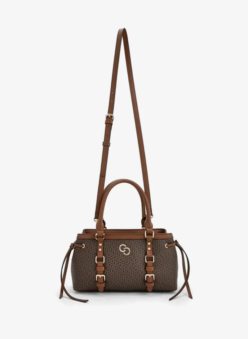 Celeste TAN Monogram Print Tote Bag With Zip Closure for Women | Best Price UAE