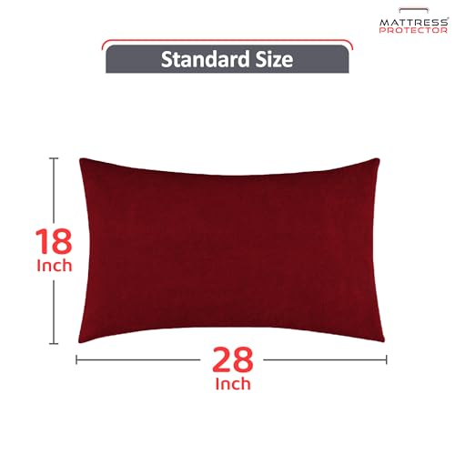 Mattress Protector Premium Waterproof Pillow Protector with Zippered Closure| Hypoallergenic & Protects from Dust Mites, Bed Bugs & Liquid Spills, Standard Size(18x28 Inch -Maroon )- Pack of 4 - Image 3