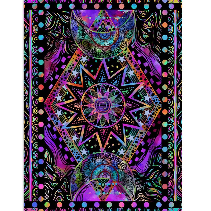 Fowocu Blacklight Sun and Moon Tapestry Glow in The Dark Neon Hippie Bohemian Tapestries for Bedroom Aesthetic UV Reactive Purple Celestial Tie Dye Tapestry Wall Hanging for Living Room Dorm (40'' Ã— 30'') - Image 1