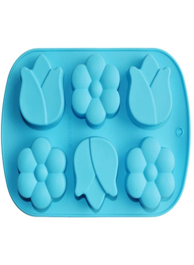 Folca® 1 Pc 6 Cavity Flower Silicone Mould for Handmade Soap, Cake, Jelly, Pudding, Chocolate, Dessert etc (6 Cavity Flower and Lotus Mould) - Image 1